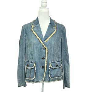 Sigrid Olsen Denim Jacket with Frayed Edges
